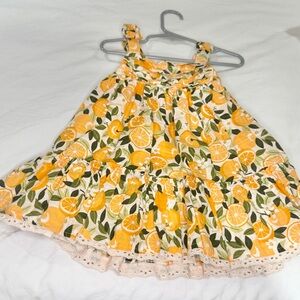 Sincerely Jules Orange and Green Citrus Print Dress